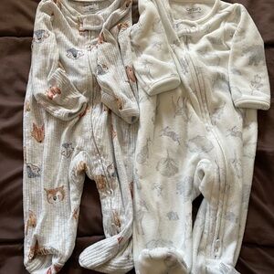 Carter's Kids Animal Print Footies - Cream and Gray